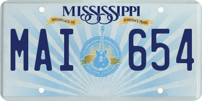 MS license plate MAI654