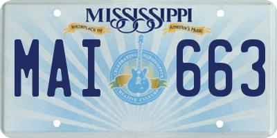 MS license plate MAI663