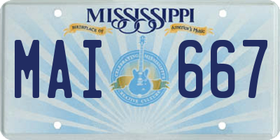 MS license plate MAI667