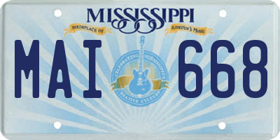 MS license plate MAI668
