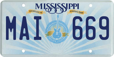 MS license plate MAI669