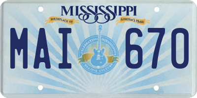 MS license plate MAI670
