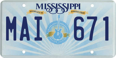 MS license plate MAI671