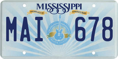 MS license plate MAI678