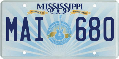 MS license plate MAI680