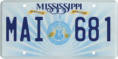 MS license plate MAI681