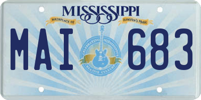 MS license plate MAI683