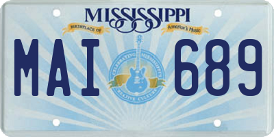 MS license plate MAI689