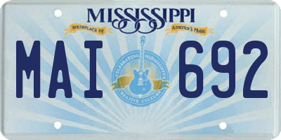 MS license plate MAI692