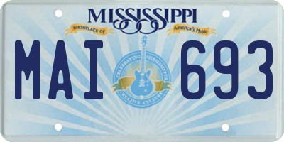 MS license plate MAI693