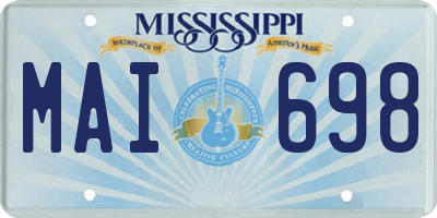 MS license plate MAI698