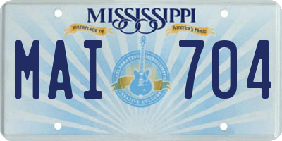 MS license plate MAI704