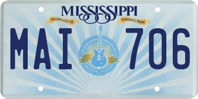MS license plate MAI706