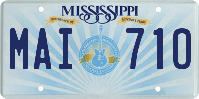 MS license plate MAI710