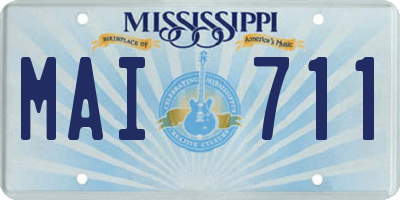 MS license plate MAI711