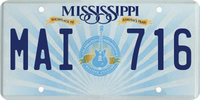 MS license plate MAI716