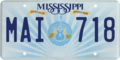 MS license plate MAI718