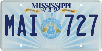 MS license plate MAI727