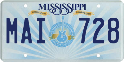 MS license plate MAI728
