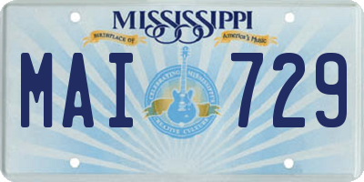 MS license plate MAI729