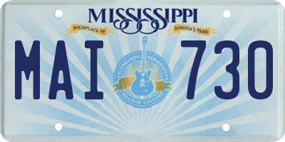 MS license plate MAI730