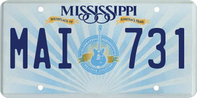 MS license plate MAI731