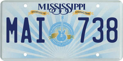 MS license plate MAI738