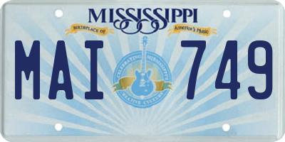 MS license plate MAI749