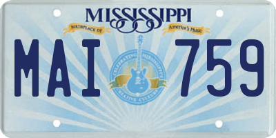 MS license plate MAI759