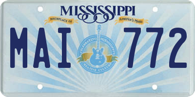 MS license plate MAI772