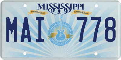 MS license plate MAI778