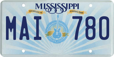 MS license plate MAI780