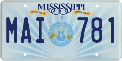 MS license plate MAI781