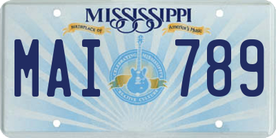 MS license plate MAI789