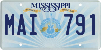 MS license plate MAI791