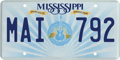 MS license plate MAI792