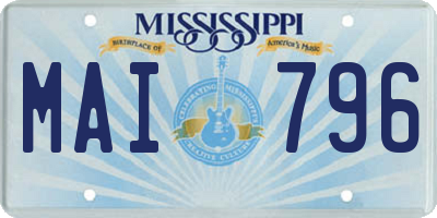 MS license plate MAI796