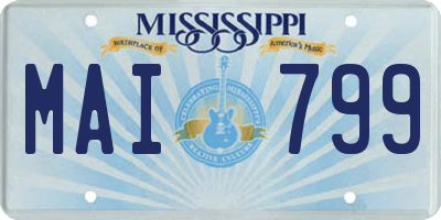 MS license plate MAI799
