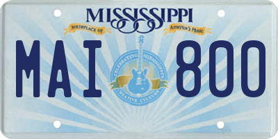MS license plate MAI800