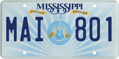 MS license plate MAI801