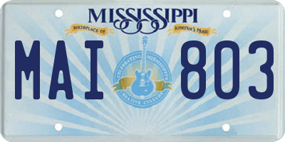 MS license plate MAI803