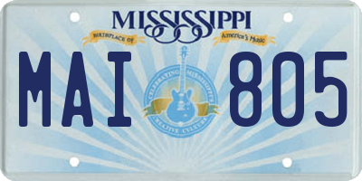 MS license plate MAI805