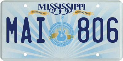 MS license plate MAI806