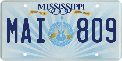 MS license plate MAI809