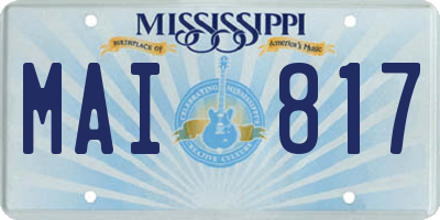 MS license plate MAI817