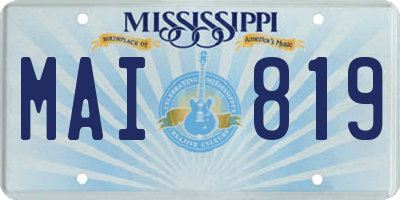 MS license plate MAI819