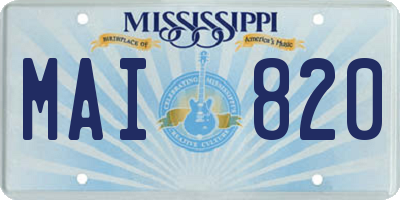 MS license plate MAI820