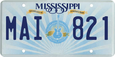 MS license plate MAI821