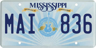 MS license plate MAI836