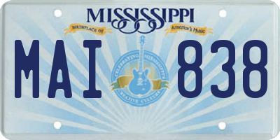 MS license plate MAI838